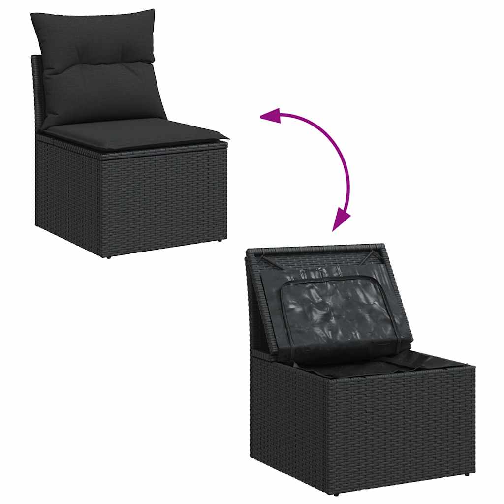Set De Sofás De Jardín 7 Pzas Con Cojines Ratán Sintético Negro / Vetonek_0