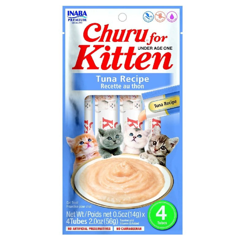 Receita de Atum para Gatinhos Churu, Snack Cremoso para Gatos 4 x 14 g
