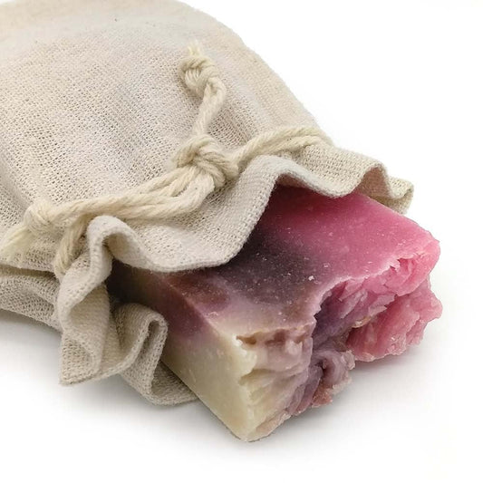 Jabón Natural Rosa Mosqueta Y Centella Asiática 90g En Bolsa Regalo De Yute - Piel Irritada Y Muy Seca - Cicatrizante_0
