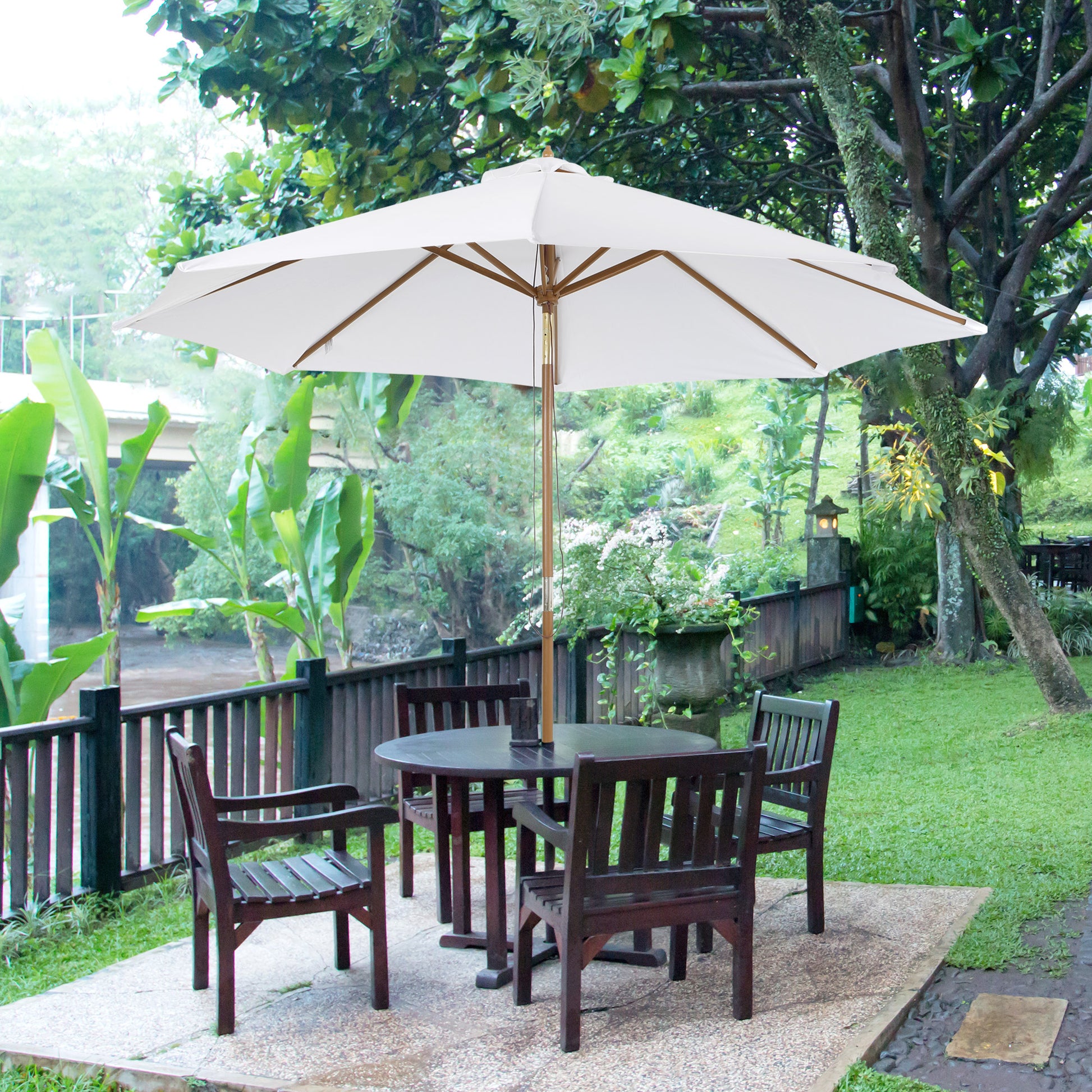 Outsunny Parasol Grande De Patio Y Piscina Ángulo Regulable Poliéster Φ300x250cm_1