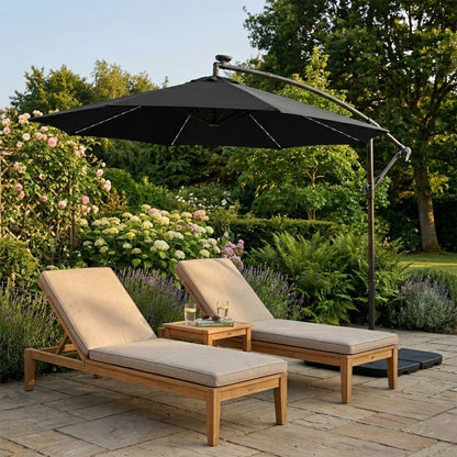 Parasol Excéntrico Led 3 M Con Base Cuadrada – Negro_3