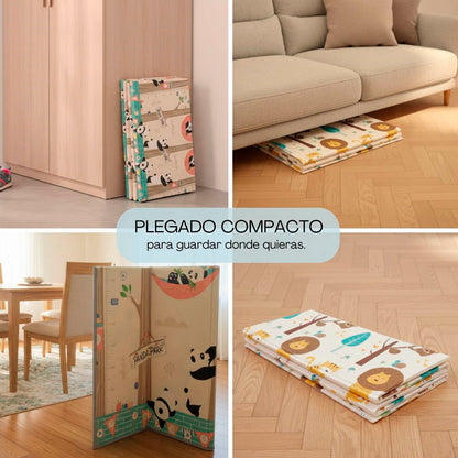 Bathby | Alfombra Plegable Para Bebé 200 × 180 Cm, Reversible Pandas/bosque_5