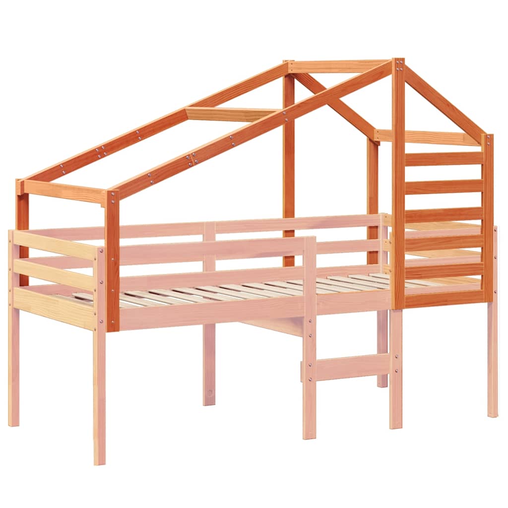 Techo De Cama Infantil Madera Maciza Pino Marrón 188x97x113 Cm_2