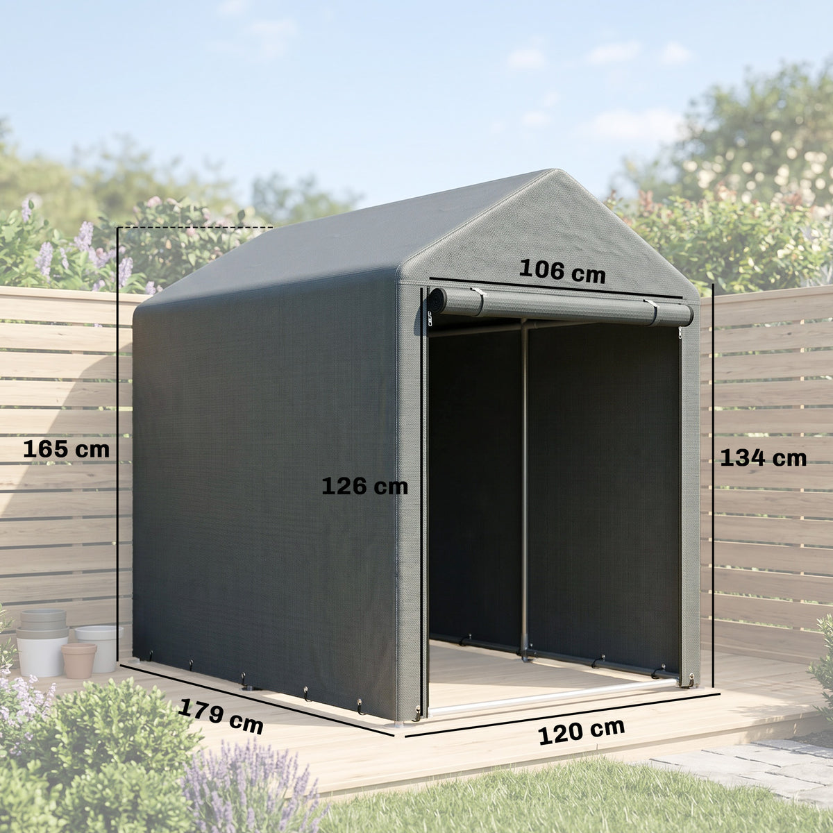 Outsunny Carpa Para Herramientas De Jardinería 1,2x1,8x1,65 M Gris Oscuro_2