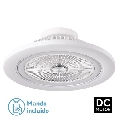 Ventilador 72w Dc Mato Blanco 5 Aspas Transp. 22x58x58cm 6vel. 3 Colores C/remoto, Mem., Timer, Reg. Intensidad 6120lm_0