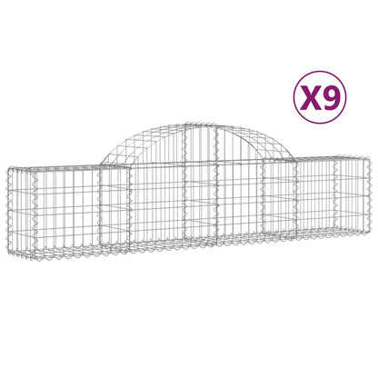 Cestas De Gaviones 9 Uds Forma De Arco Hierro 200x30x40/60 Cm_0