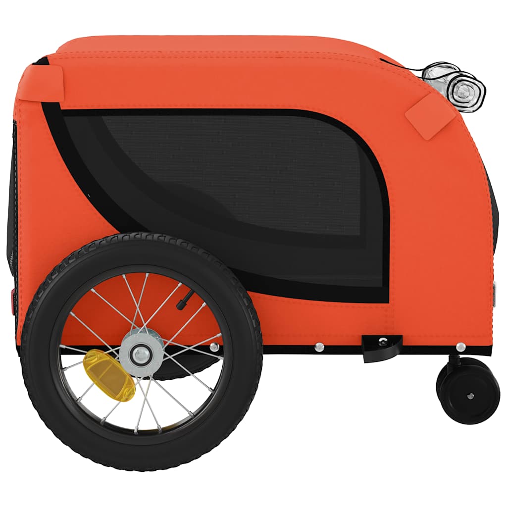 Remolque De Bicicleta Mascotas Hierro Tela Oxford Naranja Negro_5
