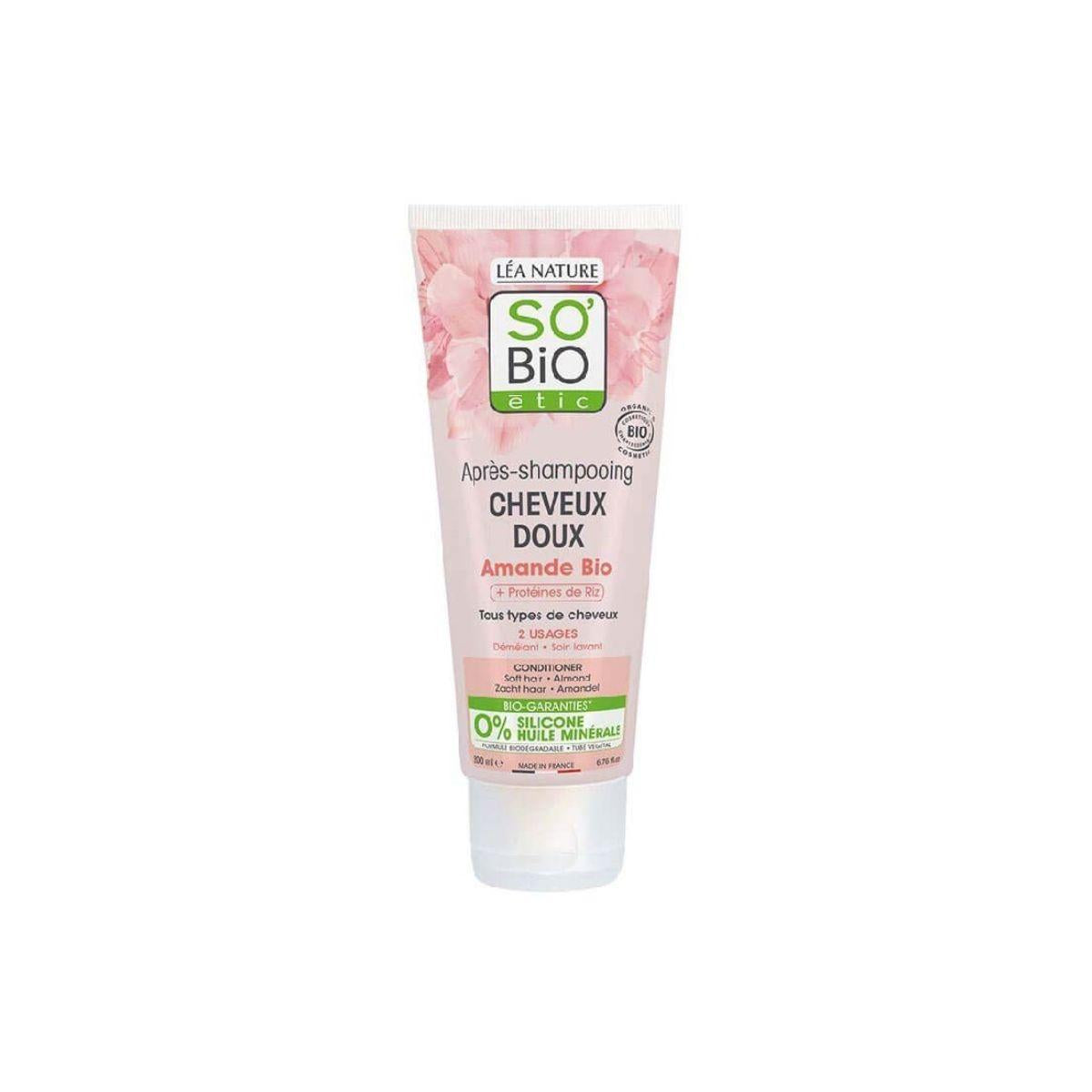 So'Bio étic condicionador suave leite de amêndoa e proteína de arroz 200 ml