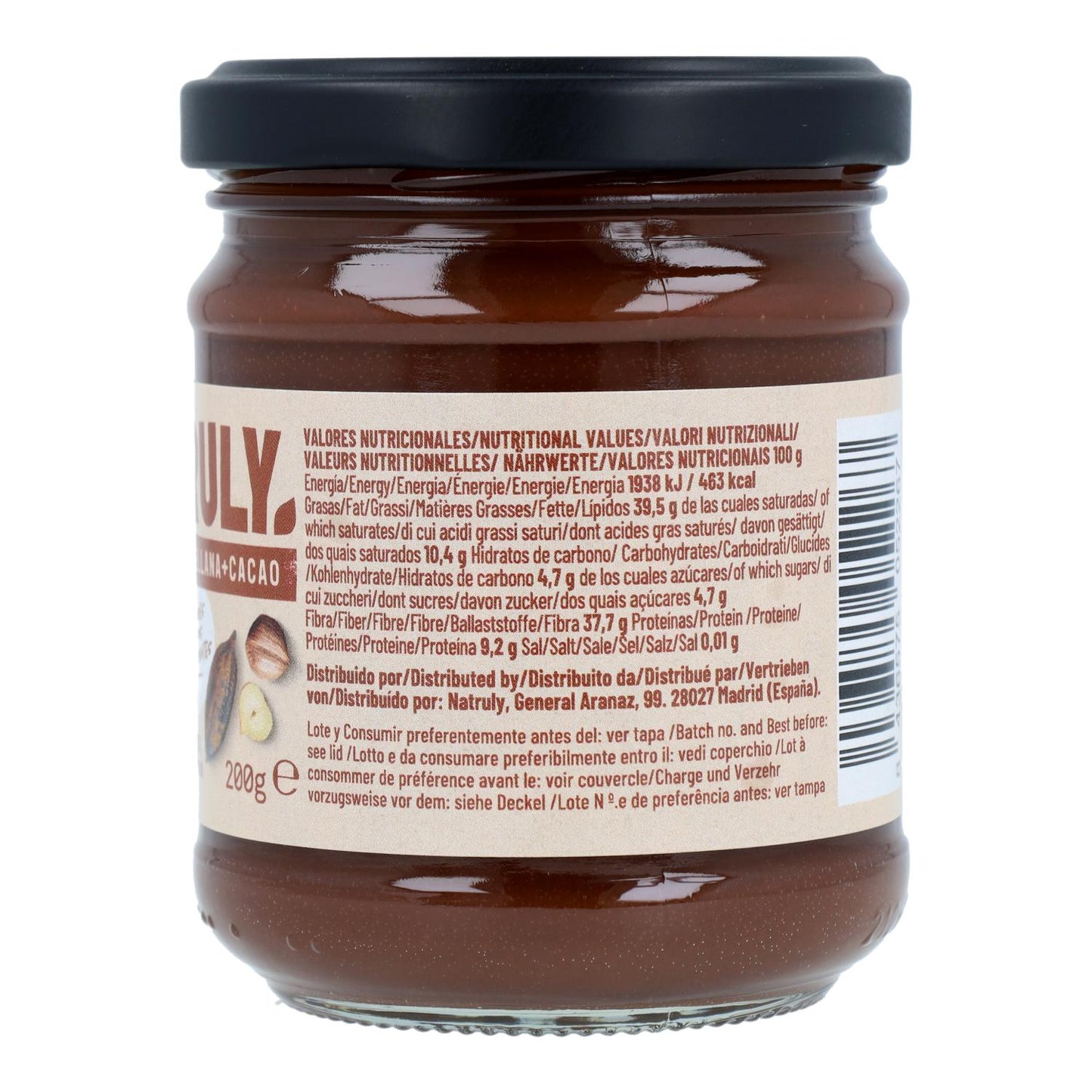 Natruly Organic Creme de Cacau e Avelã 200 g