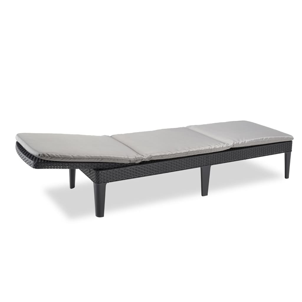 Keter Tumbona De Jardín Con Cojín Jaipur Piscina Terraza Resina Grafito Anxpxal Cm 58x187,5x29_1