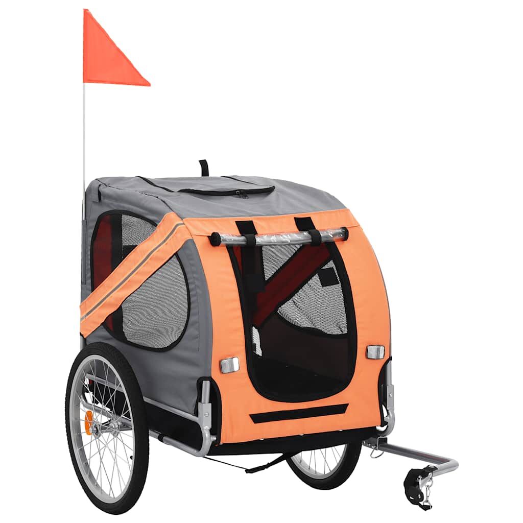 Vidaxl Remolque De Bicicleta Para Mascotas Naranja Y Gris_0
