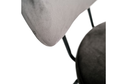 Juego De 4 Sillas De Comedor De Terciopelo Gris Con Patas De Metal Industrial 44x58x80cm- Muebles De Comedor_3