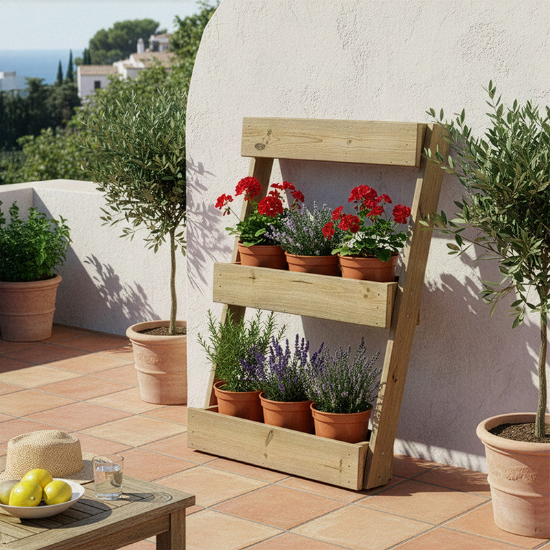 Jardinera Vertical Madera Tratada Exterior Stand Line Floor KD 3B Hortalia_1