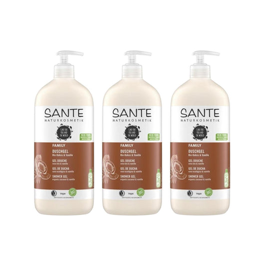 PACOTE 3 X Gel de Banho Orgânico de Coco e Baunilha Sante 950 ml