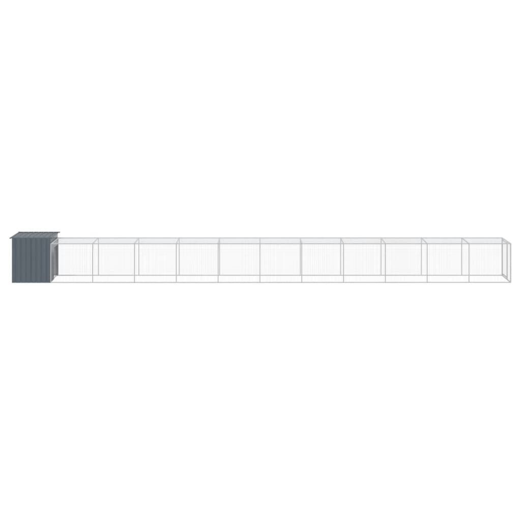 Vidaxl Gallinero Con Corral Acero Galvanizado Gris 110x1221x110 Cm_3