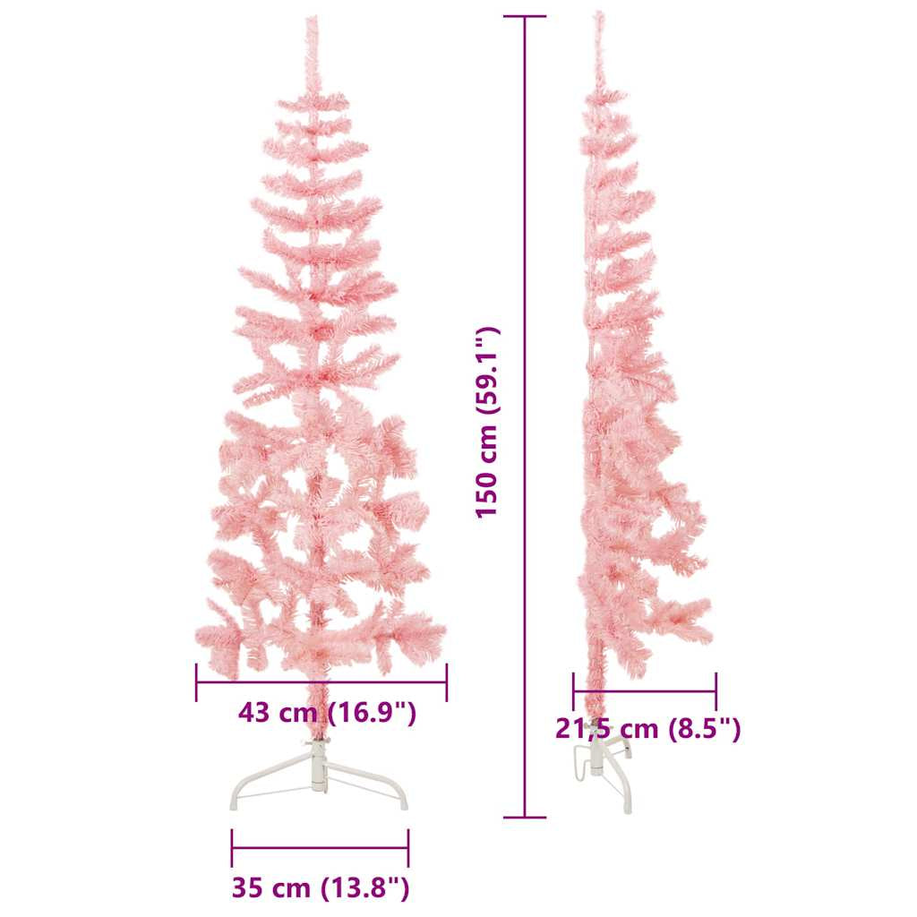 Vidaxl Medio Árbol De Navidad Artificial Con Soporte Rosa 150 Cm_2