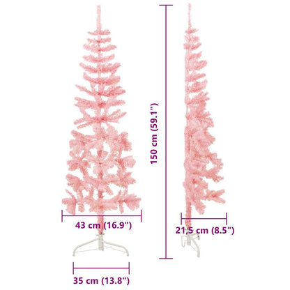 Vidaxl Medio Árbol De Navidad Artificial Con Soporte Rosa 150 Cm_2