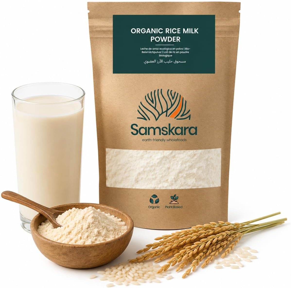 Leche De Arroz En Polvo Bio - 500g | Bebida Vegetal Ecológica Vegana, Sin Lactosa, Sin Azúcares Añadidos, Sin Gluten_0