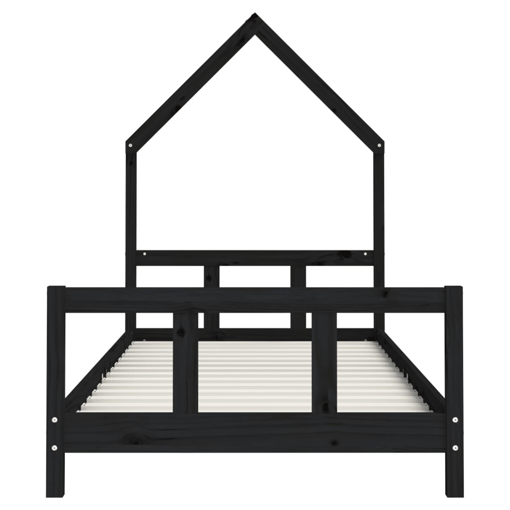 Estructura De Cama Para Niños Madera De Pino Negro 90x200 Cm / Vetonek_4