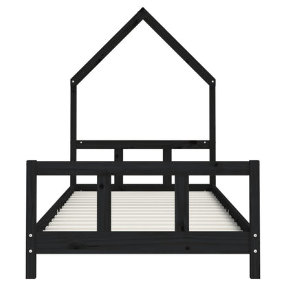 Estructura De Cama Para Niños Madera De Pino Negro 90x200 Cm / Vetonek_4