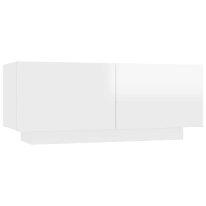 Mesita De Noche Madera De Ingeniería Blanco Brillo 100x35x40 Cm_0