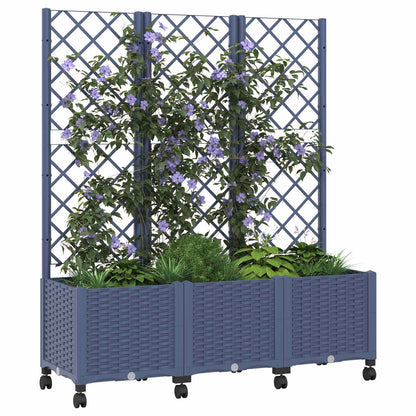 Jardinera Con Enrejado Y Ruedas Gris Azulado 120 X 40 X 146 Cm_2