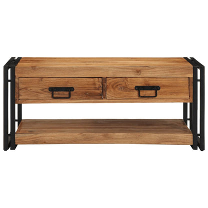 Mesa De Centro Madera Maciza De Acacia 90x50x38 Cm_2
