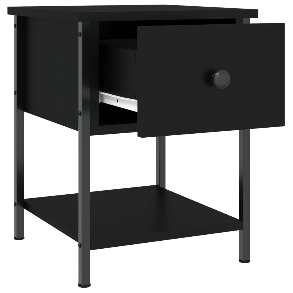 Mesita De Noche Madera De Ingeniería Negra 34x35,5x45 Cm_3