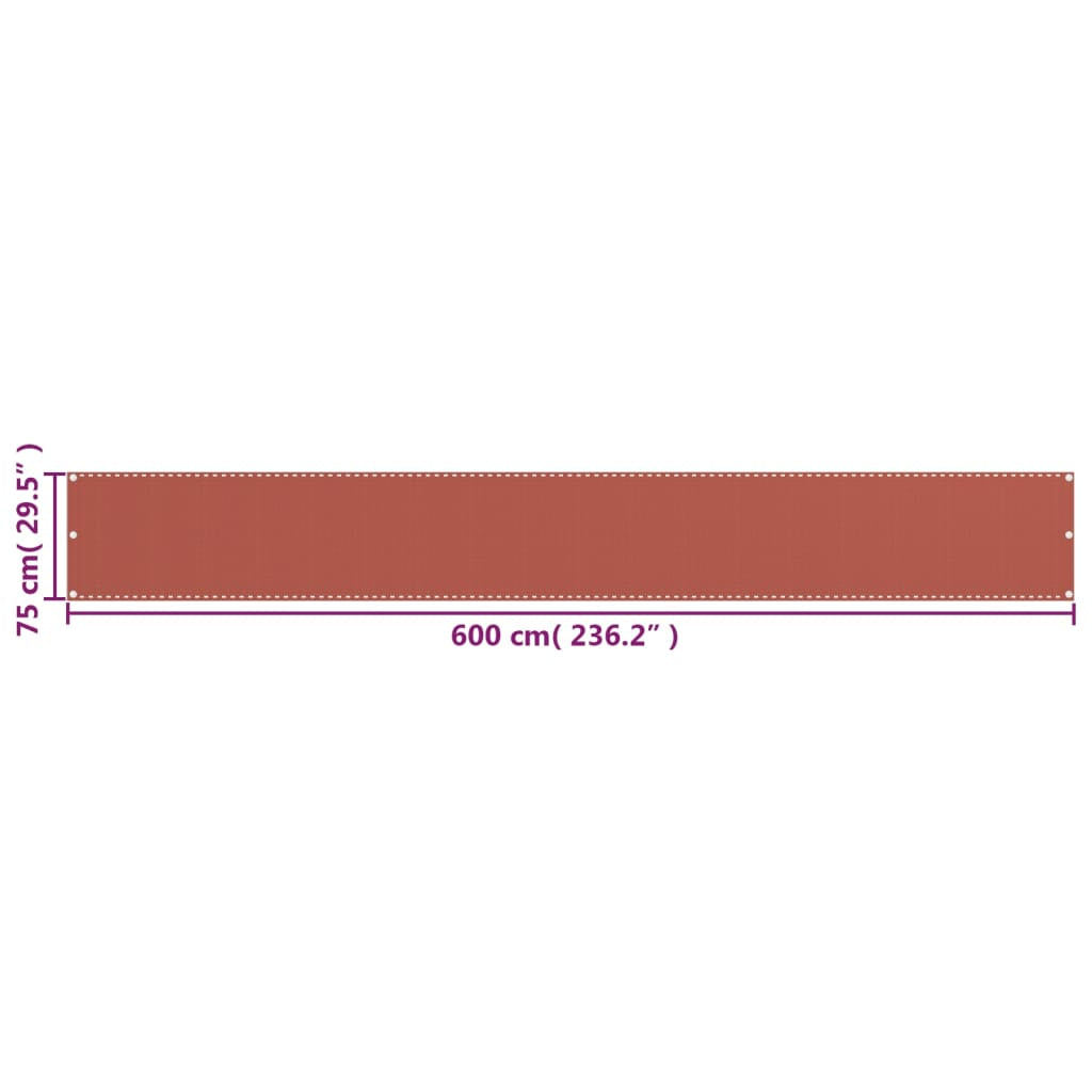 Vidaxl Toldo Para Balcón Hdpe Terracota 75x600 Cm_2