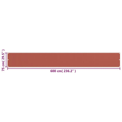 Vidaxl Toldo Para Balcón Hdpe Terracota 75x600 Cm_2