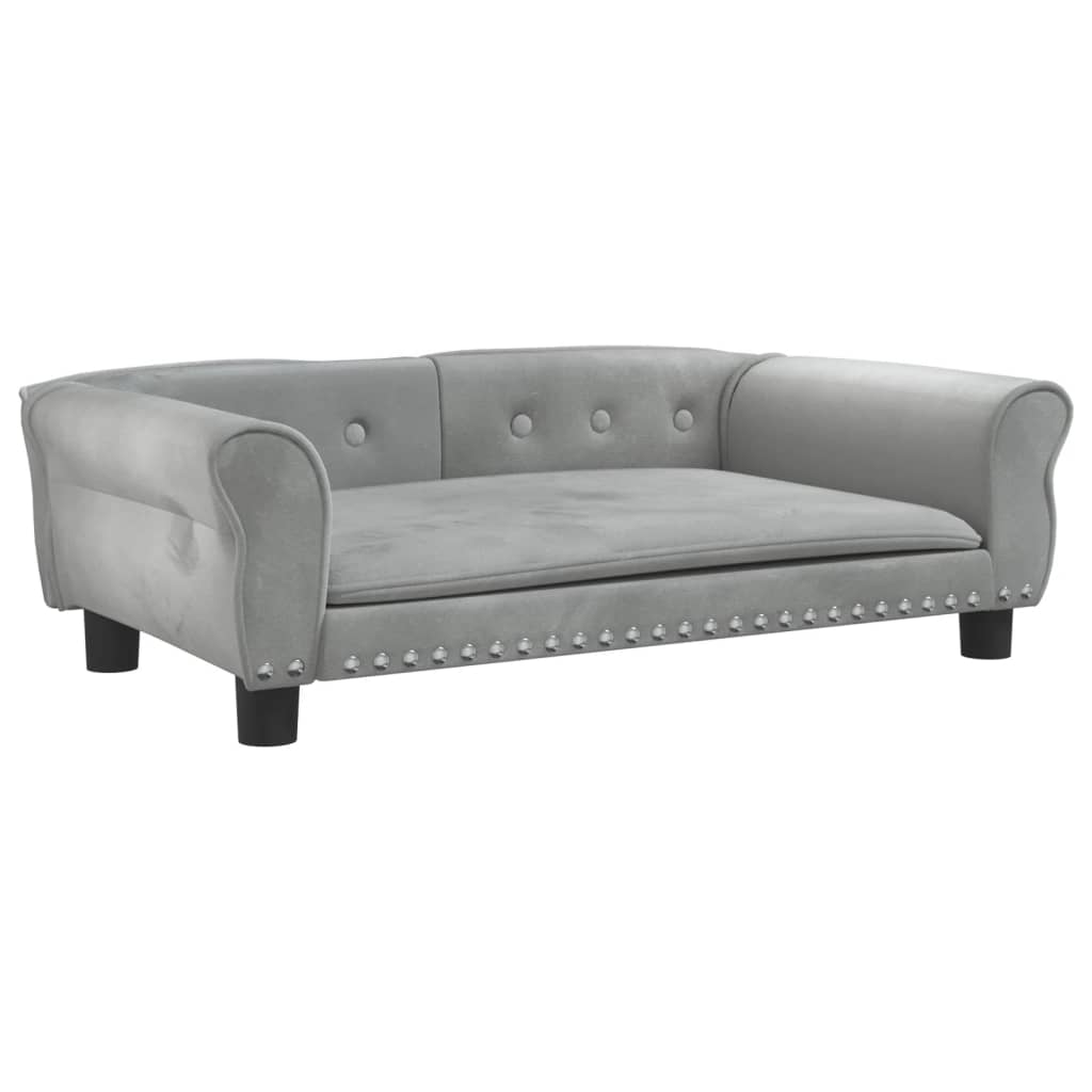 Cama Para Perros De Terciopelo Gris Claro 95x55x30 Cm / Vetonek_5