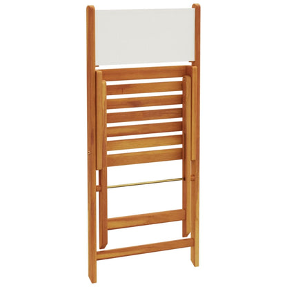 Set De Comedor De Jardín 5 Pzas Tela Madera Maciza Blanco Crema / Vetonek_1