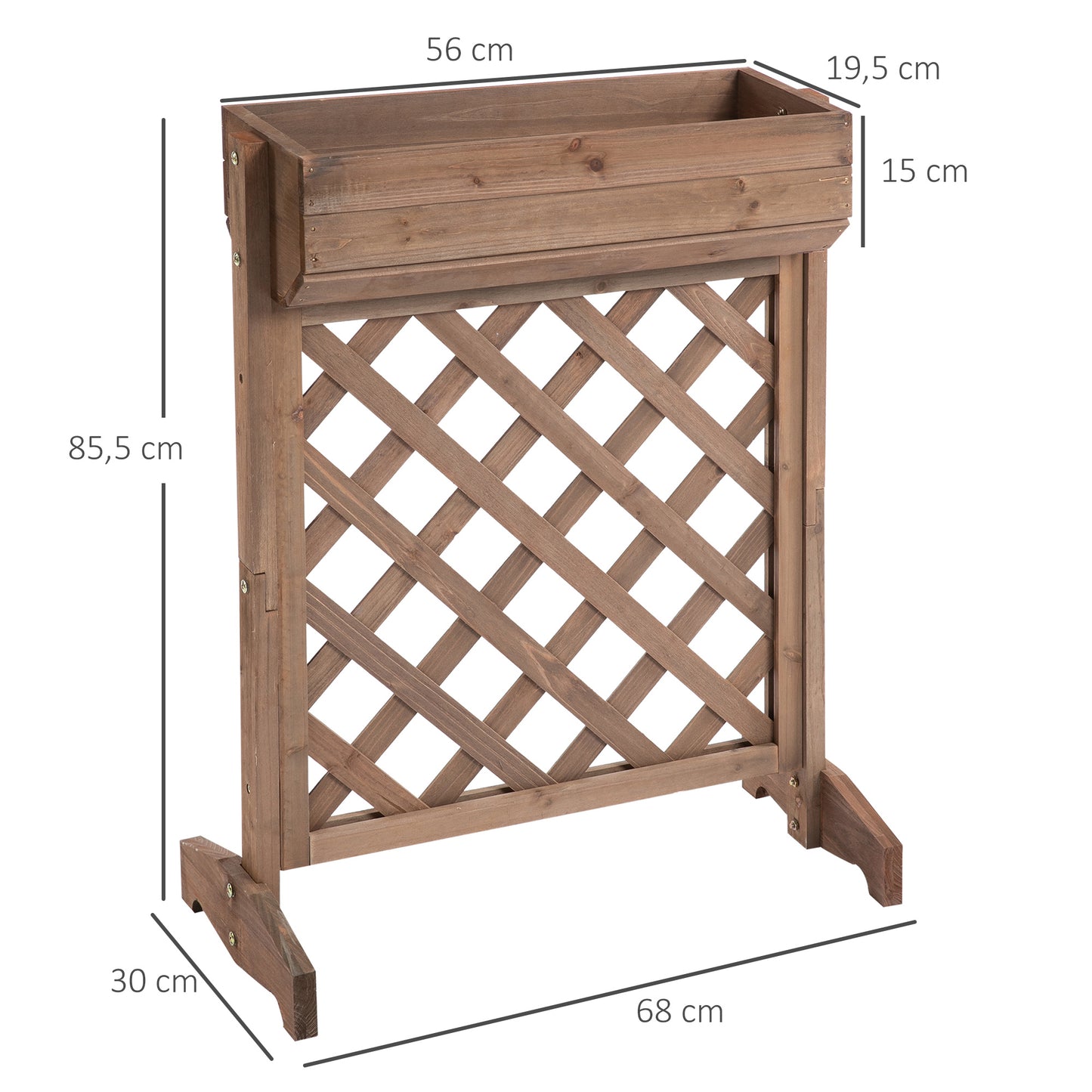 Outsunny Jardinera Con Enrejado De Madera Maciza Plantas Flores Trepaderas_2
