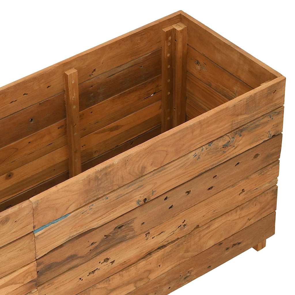 Arriate Elevado Madera De Teca Reciclada Y Acero 150x40x55 Cm_4