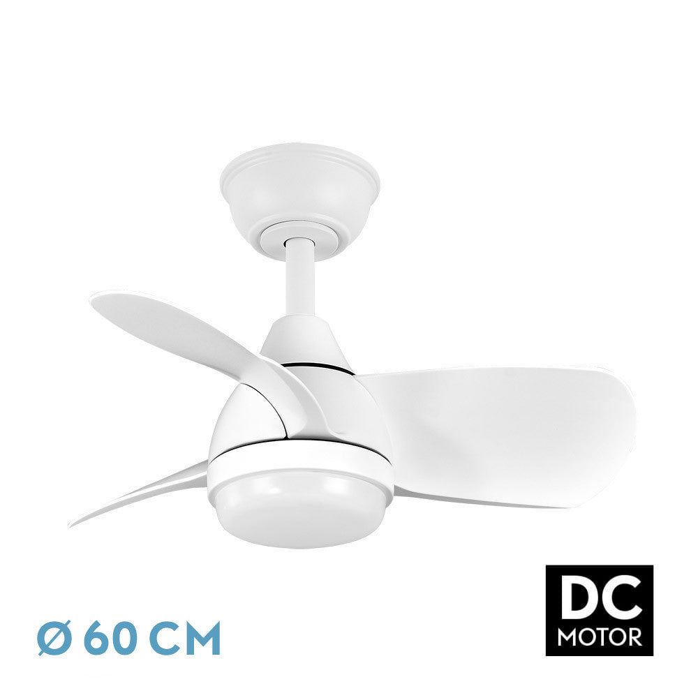 Ventilador Dc 24w Pirdo Blanco 3 Aspas 60d 2400lm 6 Vel. 3000-4500-6000k C/remoto, Memoria Y Temporizador_0