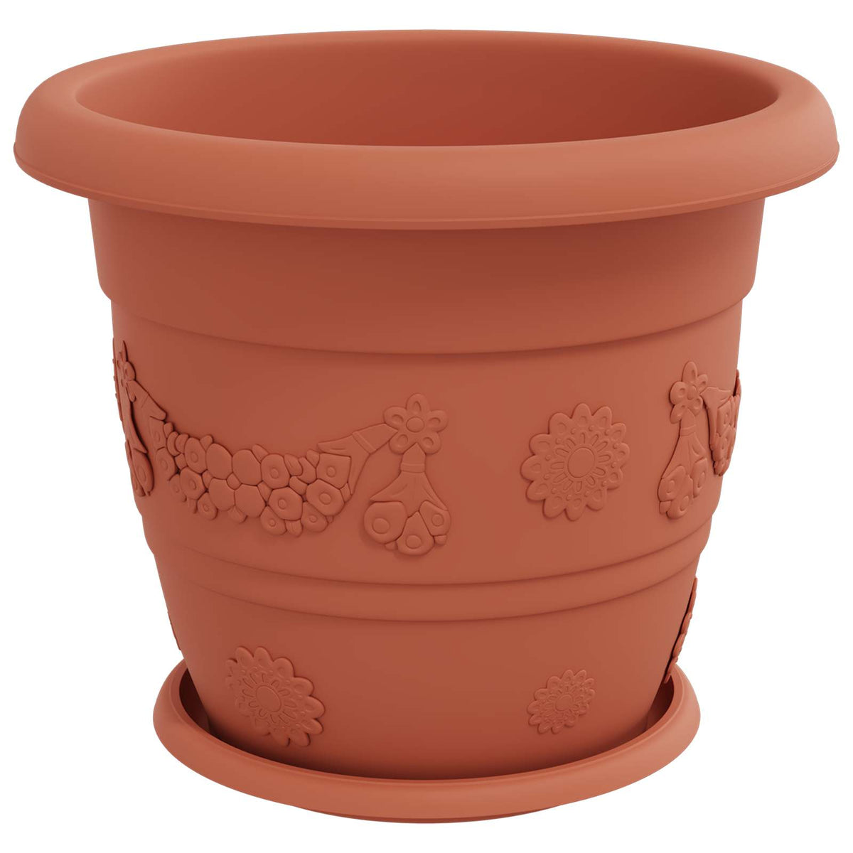 Macetas 6 Uds. Rojo Ladrillo Ø 34 X 28 Cm Plástico_4
