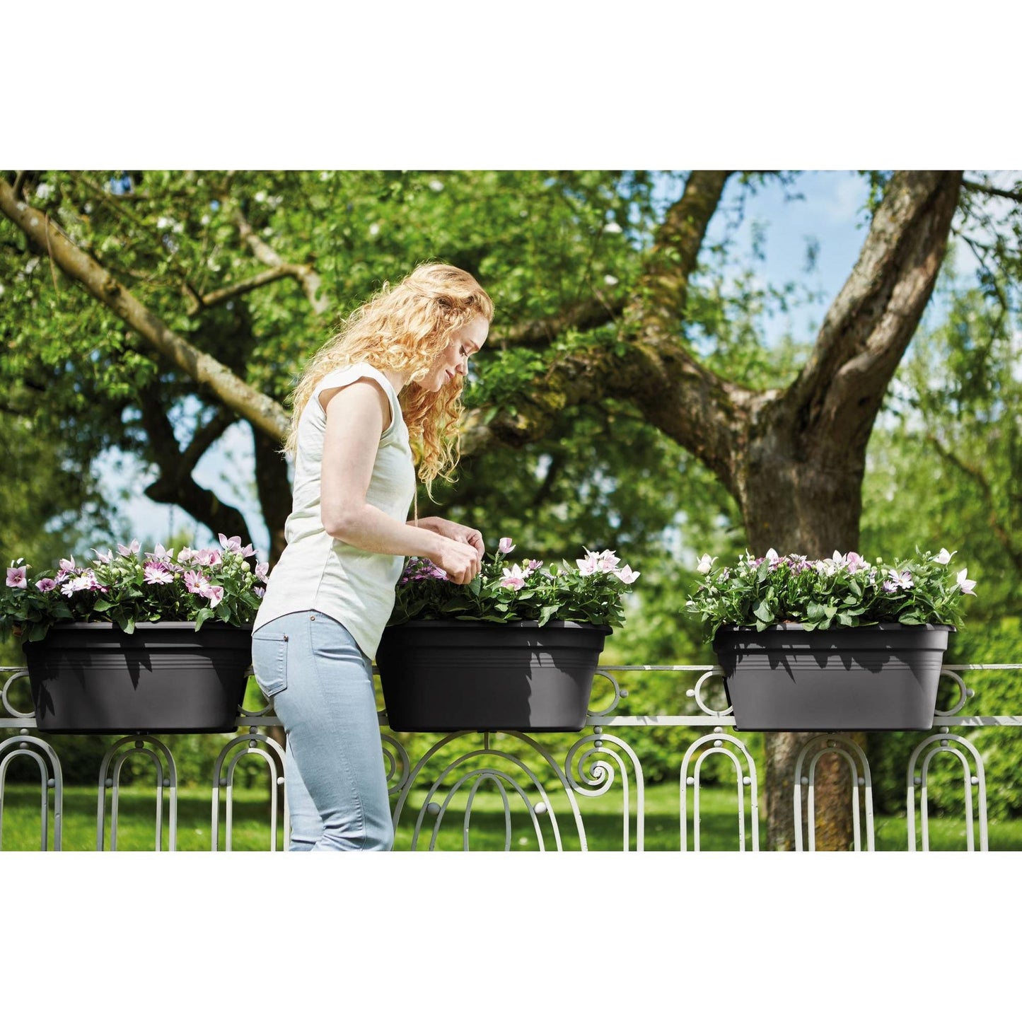 Floreira de varanda Elho Green Basics Antracite 55 cm