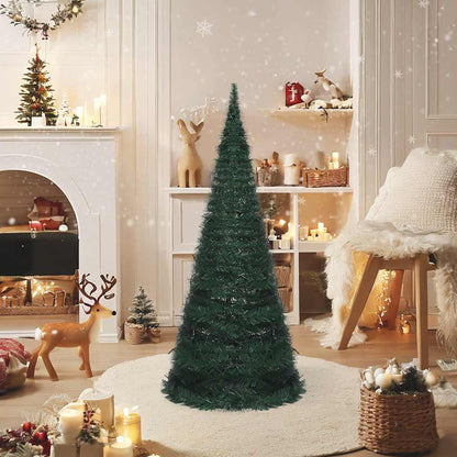 Vidaxl Árbol De Navidad Emergente Preiluminado Con Luces Verde 210 Cm_1