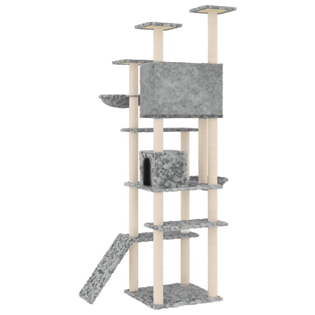 Vidaxl Rascador Para Gatos Con Postes De Sisal Gris Claro 191 Cm_4