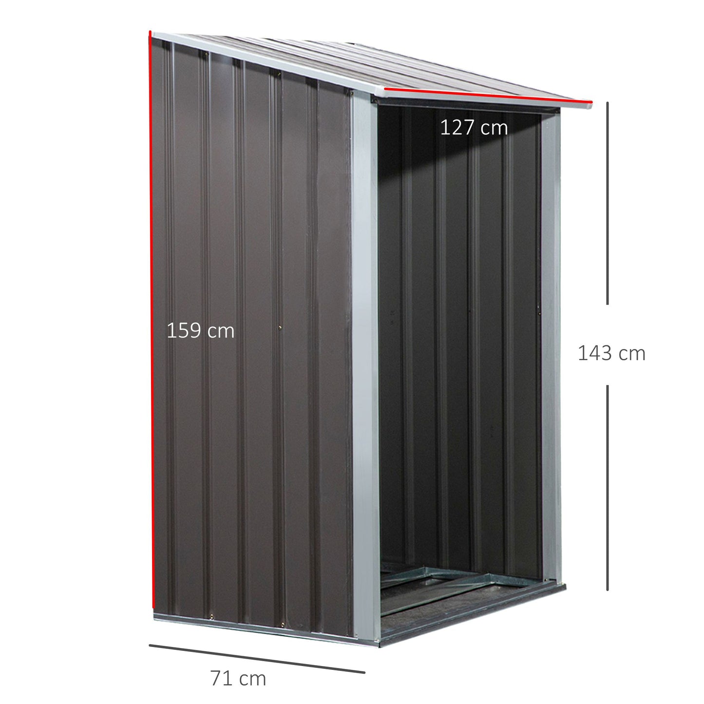 Outsunny Casetilla Para Leña Acero Galvanizado Jardín Techo Inclinado_2