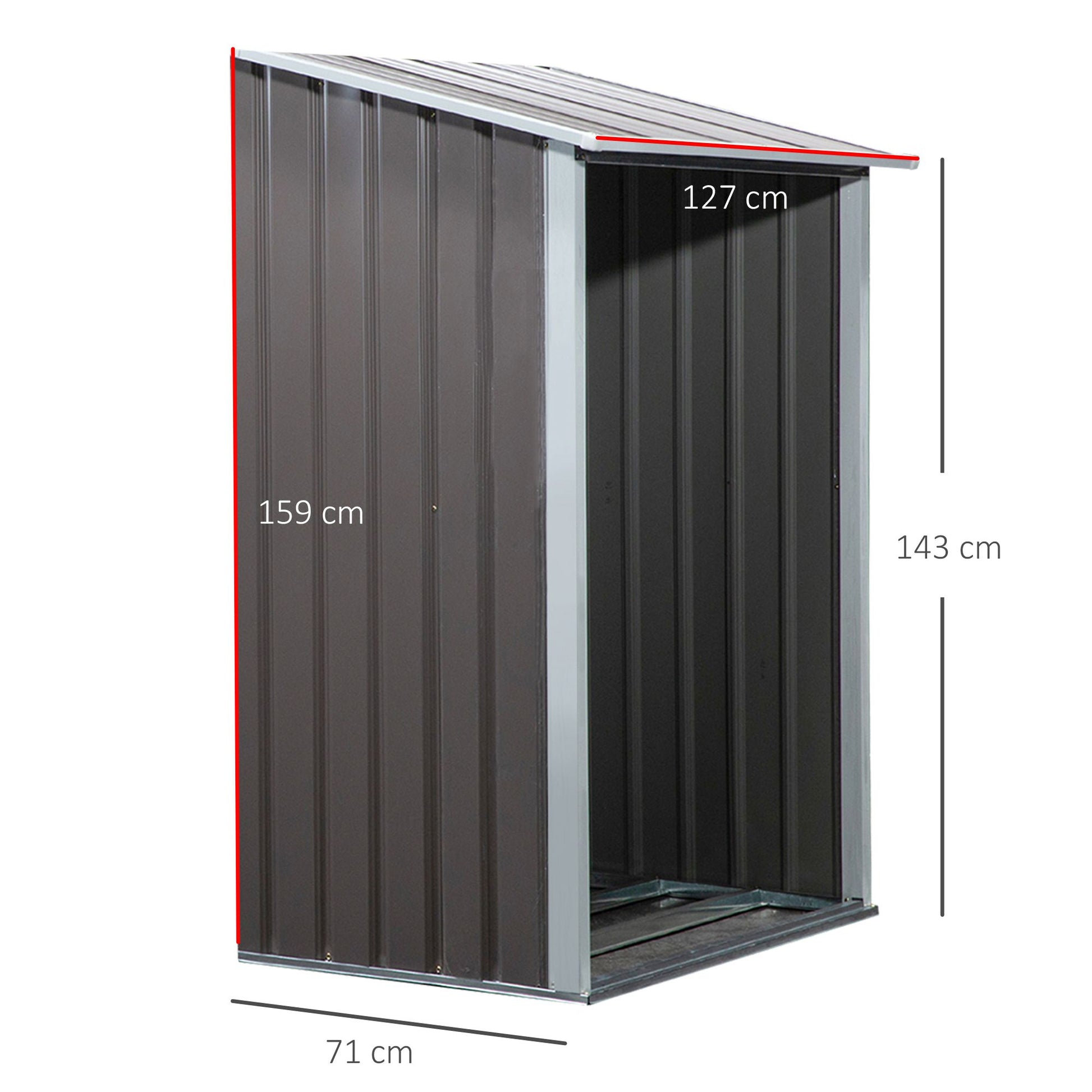 Outsunny Casetilla Para Leña Acero Galvanizado Jardín Techo Inclinado_2