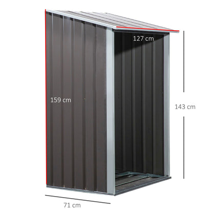 Outsunny Casetilla Para Leña Acero Galvanizado Jardín Techo Inclinado_2