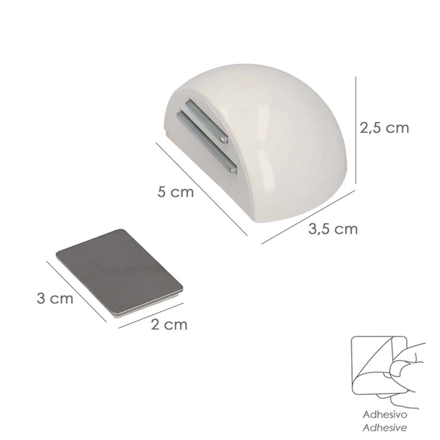 Tope Puerta Adhesivo Con Imán Retenedor Blanco_1