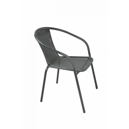 Conjunto De Muebles De Jardín De Acero Y Resina Gris Antracita De 2 Plazas Con 2 Sillones + 1 Mesa - Muebles De Jardín_3