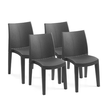 Pack 4 Sillas De Exterior Bay Apilables, Polipropileno, Antracita, 55 X 86 X 48_1