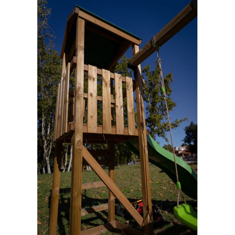 Parque Infantil Masgames Carlit L Techo De Lona Pared De Escalada Y Columpio Doble._2