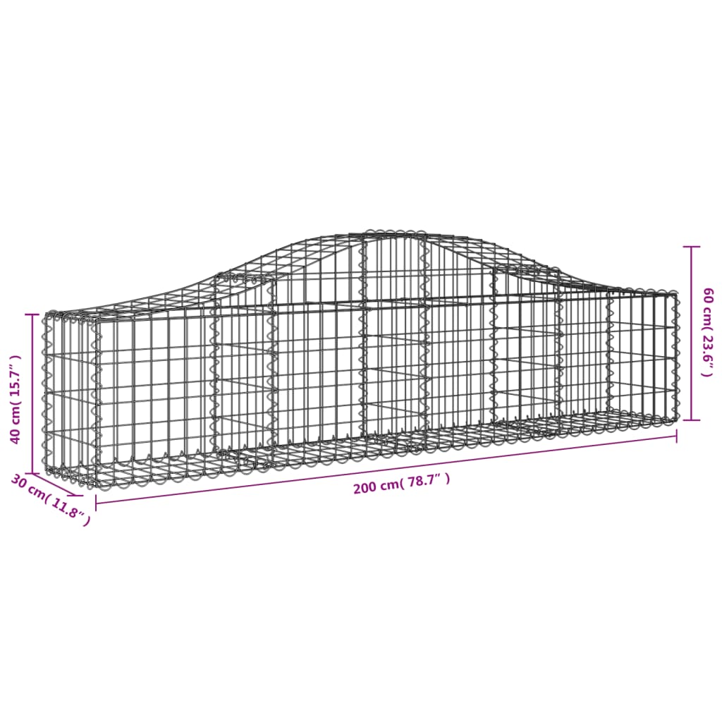 Cestas De Gaviones 10 Uds Forma De Arco Hierro 200x30x40/60 Cm_5