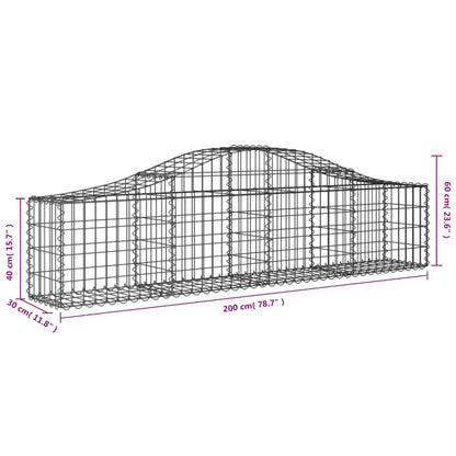 Cestas De Gaviones 10 Uds Forma De Arco Hierro 200x30x40/60 Cm_5