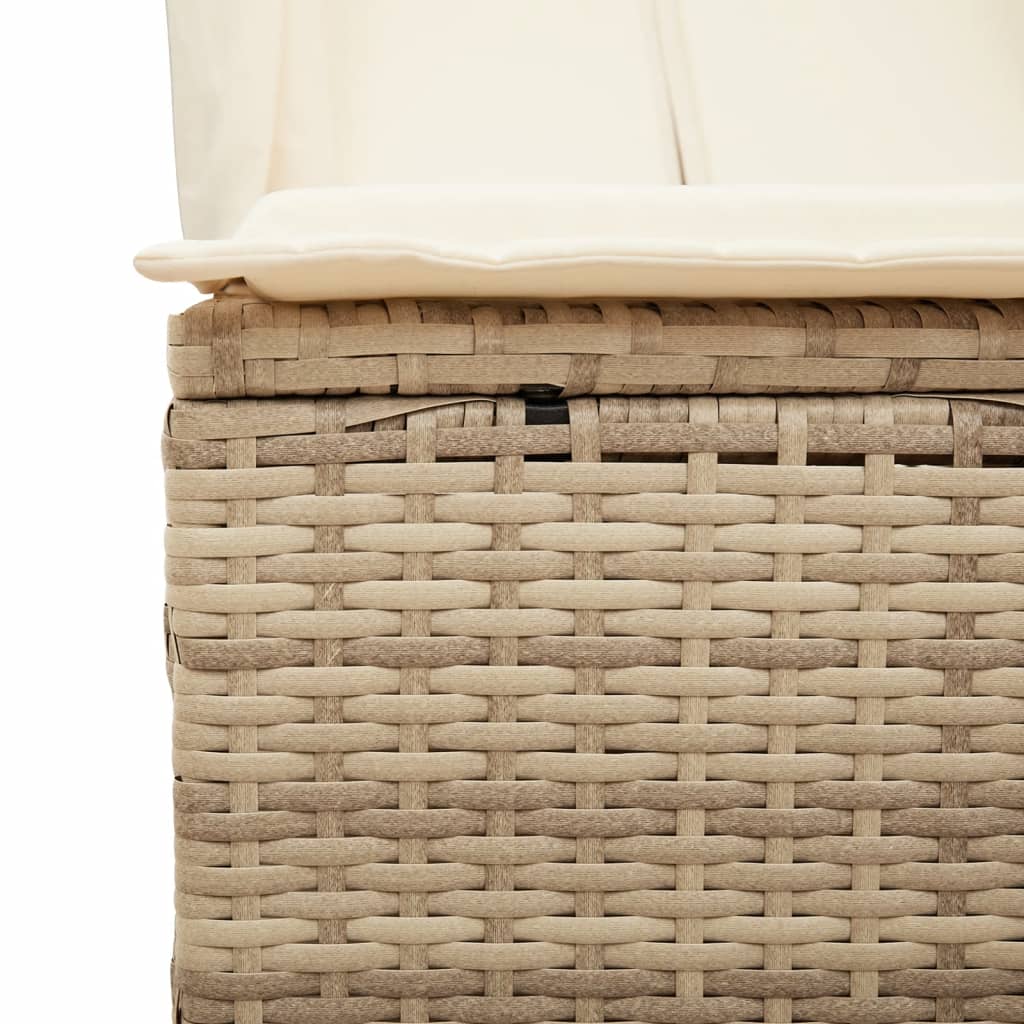 Tumbona Doble Con Techo Y Cortinas Ratán Sintético Beige / Vetonek_5