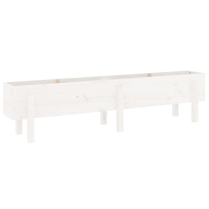 Arriate Elevado De Jardín Madera Maciza Pino Blanco 160x30x38cm_3